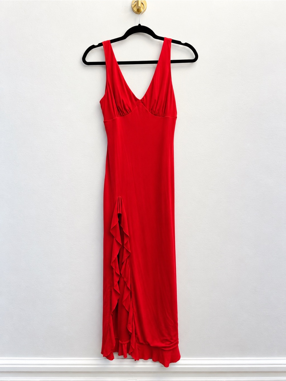 Miyiednz Red Ruffle Slit Maxi Dress Size Small